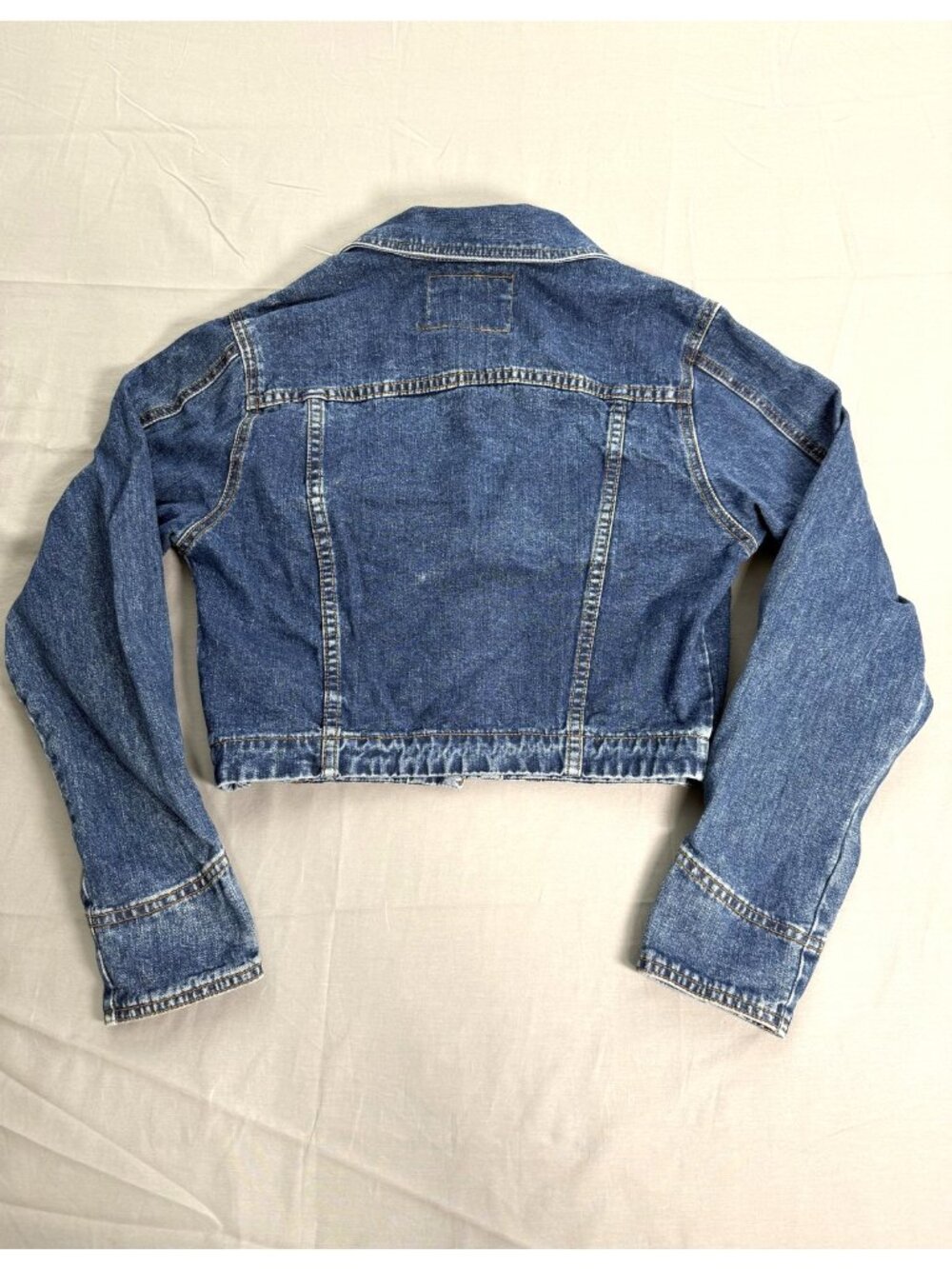 VTG Breaker Jeans Denim Jacket Womens M Blue Cropped 90s Military Buttons Y2K - Picture 10 of 10